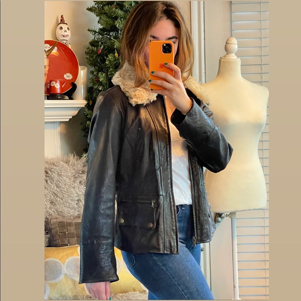 Banana republic vintage brown genuine leather moto jacket